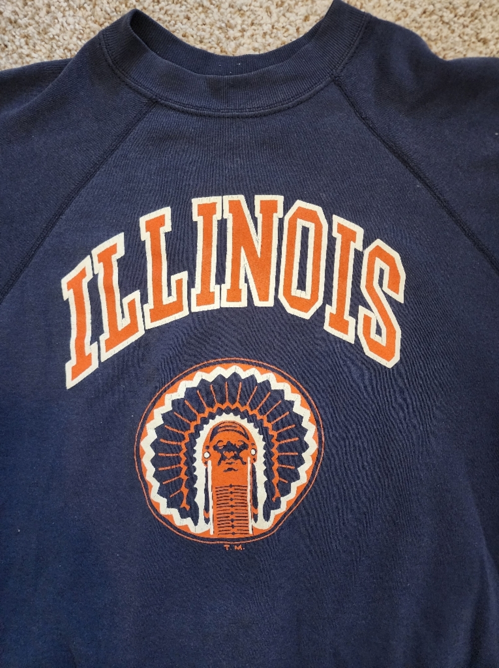 📚Vintage Illinois Sweatshirt Navy Blue 90s Tultex Crewneck Chief Illiniwek Y2K